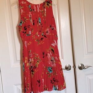 Deep coral pleated dress